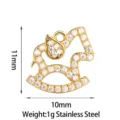 Stainless steel rocking horse pendant with white zircon sparkling DIY jewelry charm accessory - Rocking Horse / Gold