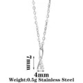 Stainless steel initial letter necklace with sparkling zircon, minimalist clavicle chain fashion - Letter A / Steel