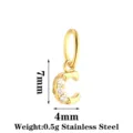 Stainless Steel Letter C Pendant with Sparkling Cubic Zirconia Stones Charm for DIY Jewelry Making - Letter C / Gold