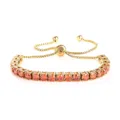 Fashion 4mm Orange Zircon Tennis Bracelet Stainless Steel Adjustable Jewelry for Women - 4mm Gold Bead Red Zirconia