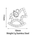 Stainless steel zircon rocking horse pendant DIY charm necklace jewelry accessory 11x10mm 1g - Rocking Horse / Steel