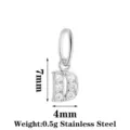 Stainless Steel Letter D Pendant CZ Zirconia Alphabet Charm DIY Jewelry Making Accessory - Letter D / Steel