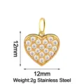 Gold stainless steel heart pendant with pavé cubic zirconia, 12mm size, 2g weight. - Large Heart Gold