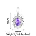 Stainless steel purple cubic zirconia flower pendant fashion jewelry accessory 15x11mm - Sunflower Style A Purple Zircon Silver