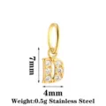 Stainless steel letter D cubic zirconia pendant DIY jewelry accessory gold finish - Letter D / Gold