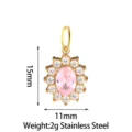 Stainless steel pink crystal sunflower pendant charm for DIY jewelry making accessories. - Sunflower Style A Pink Zircon Gold
