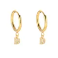 Pendientes de aro con letra D en oro de 18K estilo vintage francés de acero inoxidable - Letra D / Dorado