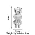 Stainless steel cute rabbit pendant with sparkling cubic zirconia for DIY jewelry making 13mm - Cute Rabbit / Steel