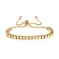 Gold-plated stainless steel tennis bracelet with sparkling multi-color cubic zirconia. - Gold Color Yellow and White Stone