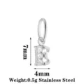Stainless steel letter E pendant with cubic zirconia, DIY jewelry accessory for necklace. - Letter E / Steel