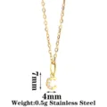 Stainless steel minimalist letter C necklace with sparkling cubic zirconia pendant, 0.5g. - Letter C / Gold