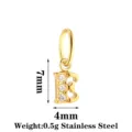 Stainless steel letter E pendant with cubic zirconia, compact size for DIY jewelry making. - Letter E / Gold