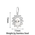 Stainless steel sunflower pendant with sparkling cubic zirconia, elegant jewelry accessory 15mm - Sunflower Style A Clear Zircon Silver