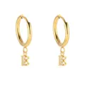Pendientes de aro con letra E de oro 18K de acero inoxidable estilo retro francés - Letra E / Dorado