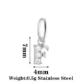 Stainless steel letter F pendant charm with sparkling cubic zirconia for DIY jewelry. - Letter F / Steel