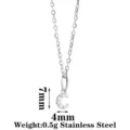Stainless steel letter C pendant necklace with zircon crystals, delicate minimalist clavicle chain. - Letter C / Steel