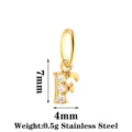 Stainless steel letter F zircon pendant charm for DIY necklaces and earrings accessories. - Letter F / Gold