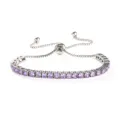 Bracciale tennis regolabile in zircone viola da donna, catena argento con cristalli lucidi. - Colore Acciaio Pietra Viola