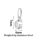 Stainless steel letter G pendant with sparkling cubic zirconia, size 7x4mm, weight 0.5g. - Letter G / Steel