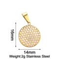 Stainless Steel Gold Plated Round Zircon Pendant Charm DIY Necklace Jewelry Accessory 16x14mm - Striped Disc Gold