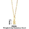 Gold stainless steel initial letter E pendant necklace with sparkling cubic zirconia stones. - Letter E / Gold