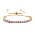 Bracciale tennis placcato oro con zirconi viola scintillanti e chiusura scorrevole regolabile. - Colore Oro Pietra Viola