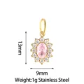 Stainless steel pink rhinestone sunflower pendant DIY jewelry accessory sku variant. - Sunflower Style B Pink Zircon Gold