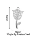 Stainless Steel Tulip Pendant Zircon Charm for DIY Necklace Earrings Jewelry Making - Tulip / Steel