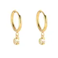 Pendientes de aro con letra G bañados en oro 18K estilo francés de acero inoxidable - Letra G / Dorado