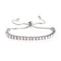 Bracciale tennis regolabile con pietre di zircone cubico bianche e rosa scintillanti in acciaio inox. - Colore Acciaio Pietra Rosa e Bianca