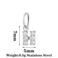 Stainless steel letter H pendant charm with cubic zirconia for DIY jewelry making 7mm - Letter H / Steel