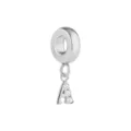 Stainless steel letter A charm pendant with sparkling cubic zirconia for snake chain. - Letter A / Steel
