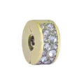 Gold tone pave crystal clip bead charm for DIY charm bracelet stainless steel jewelry accessory - Gold Round Clear Zirconia