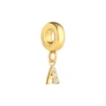 Gold Stainless Steel Letter A Charm Zircon Pendant for DIY Charm Bracelet Jewelry - Letter A / Gold
