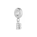 Stainless steel letter B charm pendant with sparkling cubic zirconia for DIY snake chain. - Letter B / Steel
