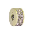 Gold-plated pave crystal bead charm for DIY bracelet jewelry making, compatible style. - Gold Round Champagne Zircon