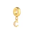 Colgante de Letra C de Acero Inoxidable Dorado Zirconia DIY Cadena Serpiente Abalorio - Letra C / Dorado