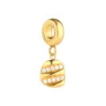 Goldenes Edelstahl Anhänger Charm mit Zirkonia Steinen für DIY Armbänder und Ketten - Abgerundetes Quadrat / Gold
