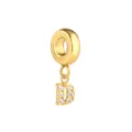 Colgante de letra D de acero inoxidable dorado con circonita cúbica brillante para pulsera - Letra D / Dorado