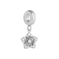 Silberner Pavé Zirkonia Stern Anhänger Perle, kompatibel mit DIY Bettelarmbändern. - Pentagramm / Stahlfarben