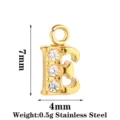 Ciondolo lettera E in acciaio inossidabile con zirconi luminosi per creazione gioielli. - Lettera E / Oro