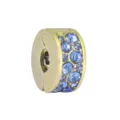 Gold-plated pave crystal clip charm spacer bead for DIY charm bracelets and jewelry making. - Gold Round Blue Zirconia