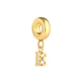 Colgante de letra E de acero inoxidable dorado con circonitas para pulsera de serpiente. - Letra E / Dorado