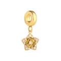 Glänzender 316 Edelstahl Pavé Zirkon Stern Charm Perle für DIY Armband Anhänger. - Pentagramm / Gold