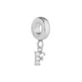 Colgante de plata de acero inoxidable con letra F y circonitas para hacer joyas DIY. - Letra F / Color acero