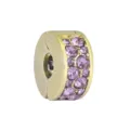 Gold-tone pavé crystal charm spacer bead compatible with European style bracelets. - Gold Round Pink Zirconia