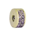 Gold-tone purple crystal charm clip spacer bead for fashion DIY bracelet accessories - Gold Color Round Purple Rhinestone