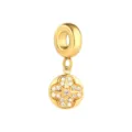 Vergoldeter Edelstahl Kristall Stern Charm Perle, kompatibel mit europäischen Armbändern. - Vierblättriges Kleeblatt / Gold