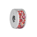 Stainless steel red crystal charm clip spacer bead for DIY European bracelet part. - Steel Color Round Red Rhinestone