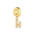 Colgante de letra H de acero inoxidable dorado con circonita cúbica brillante para pulseras. - Letra H / Dorado